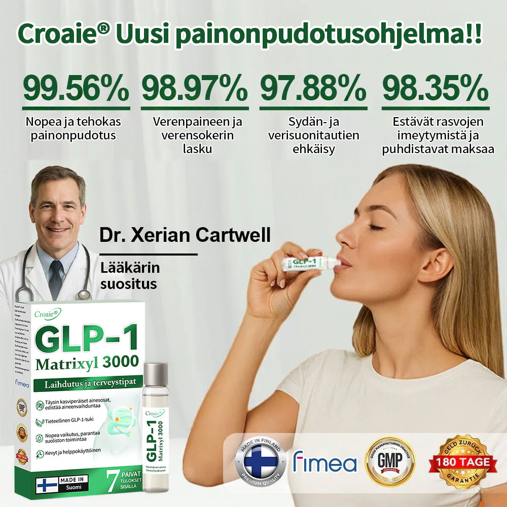 Virallinen kauppa | CROAIE® GLP-1 & Matrixyl 3000 Laihdutus- & Terveystipat (Vain yksi annos päivässä — näkyviä tuloksia vain 7 päivässä)Sopii lihavuuteen, sydän- ja verenkiertoelimistön terveyteen, diabetekseen, uniapneaan, nivelongelmiin ja muuhun 🎉