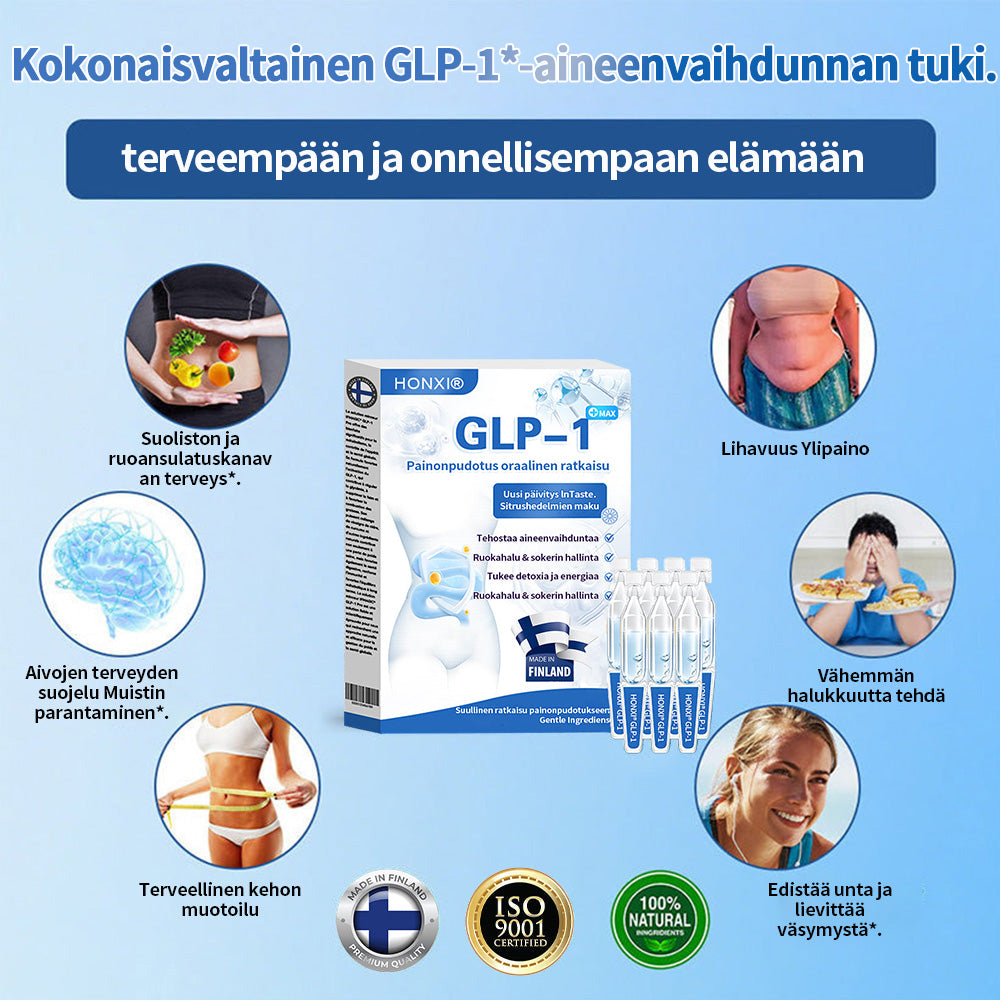 Honxi® ⚡GLP-1 Max Painonpudotus Suun kautta otettava liuos ✅ Yksi annos päivässä — näkyviä tuloksia jo 7 päivässä 👩⚕️ Soveltuu ylipainoon, sydän