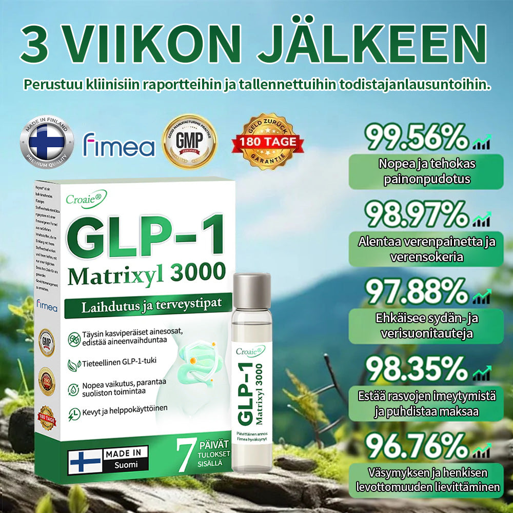 Virallinen kauppa | CROAIE® GLP-1 & Matrixyl 3000 Laihdutus- & Terveystipat (Vain yksi annos päivässä — näkyviä tuloksia vain 7 päivässä)Sopii lihavuuteen, sydän- ja verenkiertoelimistön terveyteen, diabetekseen, uniapneaan, nivelongelmiin ja muuhun 🎉
