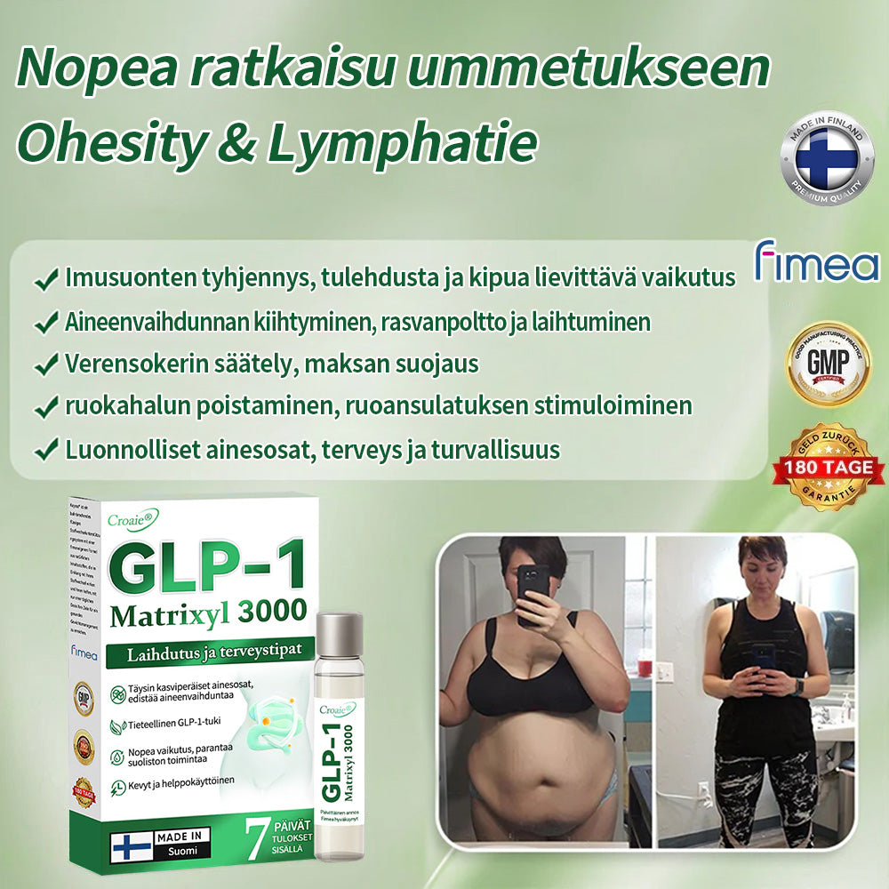 Virallinen kauppa | CROAIE® GLP-1 & Matrixyl 3000 Laihdutus- & Terveystipat (Vain yksi annos päivässä — näkyviä tuloksia vain 7 päivässä)Sopii lihavuuteen, sydän- ja verenkiertoelimistön terveyteen, diabetekseen, uniapneaan, nivelongelmiin ja muuhun 🎉