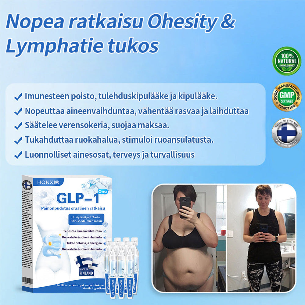 Honxi® ⚡GLP-1 Max Painonpudotus Suun kautta otettava liuos ✅ Yksi annos päivässä — näkyviä tuloksia jo 7 päivässä 👩⚕️ Soveltuu ylipainoon, sydän