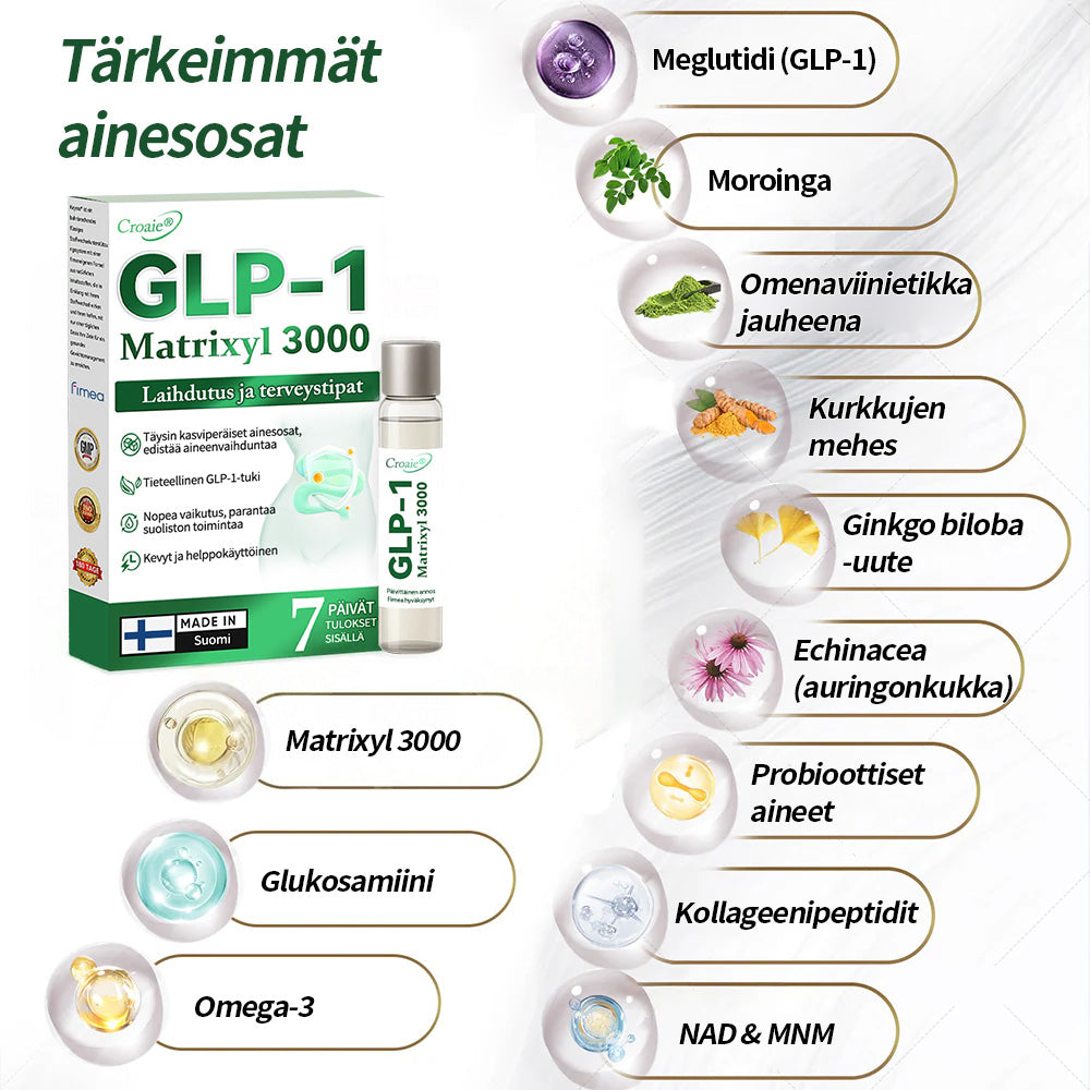 Virallinen kauppa | CROAIE® GLP-1 & Matrixyl 3000 Laihdutus- & Terveystipat (Vain yksi annos päivässä — näkyviä tuloksia vain 7 päivässä)Sopii lihavuuteen, sydän- ja verenkiertoelimistön terveyteen, diabetekseen, uniapneaan, nivelongelmiin ja muuhun 🎉