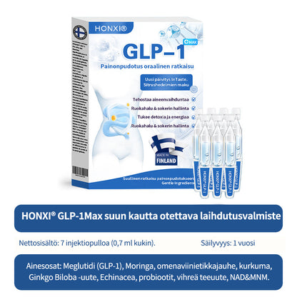 Honxi® ⚡GLP-1 Max Painonpudotus Suun kautta otettava liuos ✅ Yksi annos päivässä — näkyviä tuloksia jo 7 päivässä 👩‍⚕️ Soveltuu ylipainoon, sydän