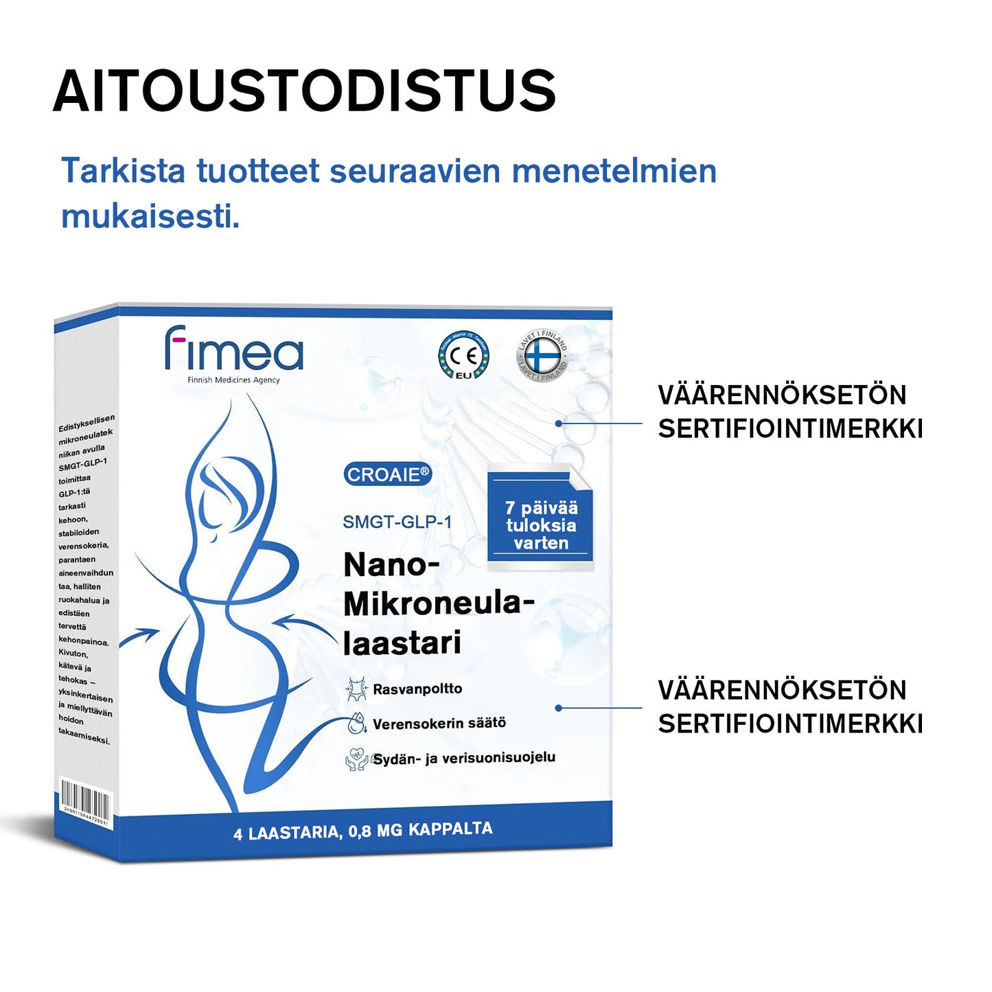 [7 Päivää, tulokset näkyvissä] 🇫🇮 CROAIE® SMGT-GLP-1 Nano-neulaplästeri (Kivuton, pitkäkestoinen, diabetekseen, liikalihavuuteen ja sydän- ja verisuonitauteihin)💥