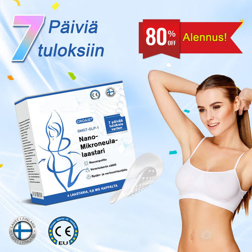 [7 Päivää, tulokset näkyvissä] 🇫🇮 CROAIE® SMGT-GLP-1 Nano-neulaplästeri (Kivuton, pitkäkestoinen, diabetekseen, liikalihavuuteen ja sydän- ja verisuonitauteihin)💥